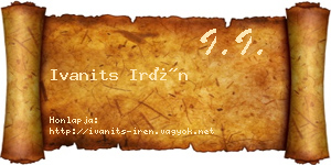 Ivanits Irén névjegykártya